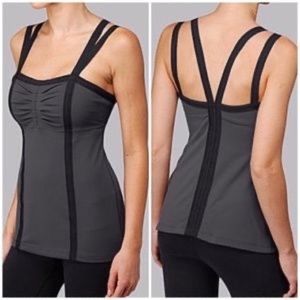 Lululemon Insight Grey/Black Criss Cross Cami Tank Size 4